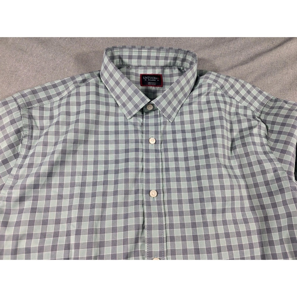 UNTUCKit Tokay Performance Button Up Shirt Mens XL Blue Plaid Long Sleeve
